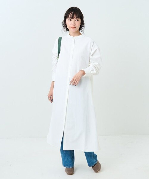 FREAK'S STORE(フリークスストア)の「マオカラー シャツワンピース(ワンピース・レディース・ブルー/グリーン/オフホワイト/ブラック・フリ-)」の15枚目の写真