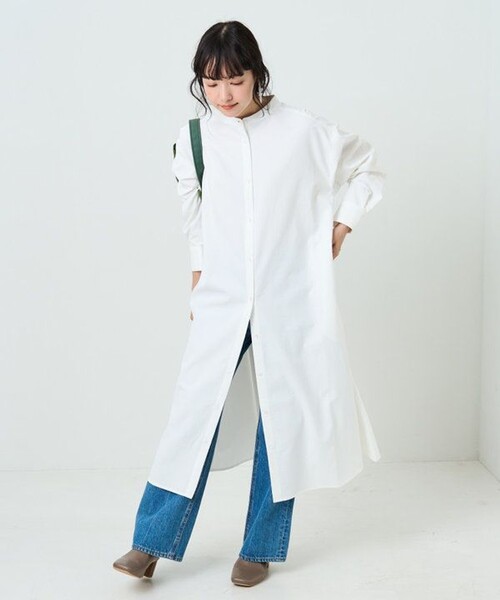 FREAK'S STORE(フリークスストア)の「マオカラー シャツワンピース(ワンピース・レディース・ブルー/グリーン/オフホワイト/ブラック・フリ-)」の16枚目の写真