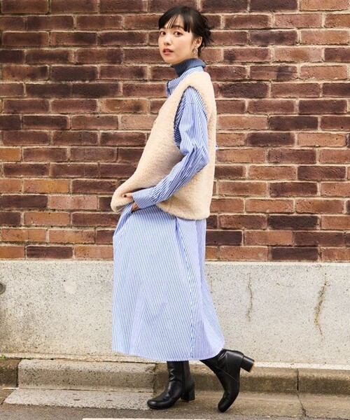 FREAK'S STORE(フリークスストア)の「マオカラー シャツワンピース(ワンピース・レディース・ブルー/グリーン/オフホワイト/ブラック・フリ-)」の21枚目の写真