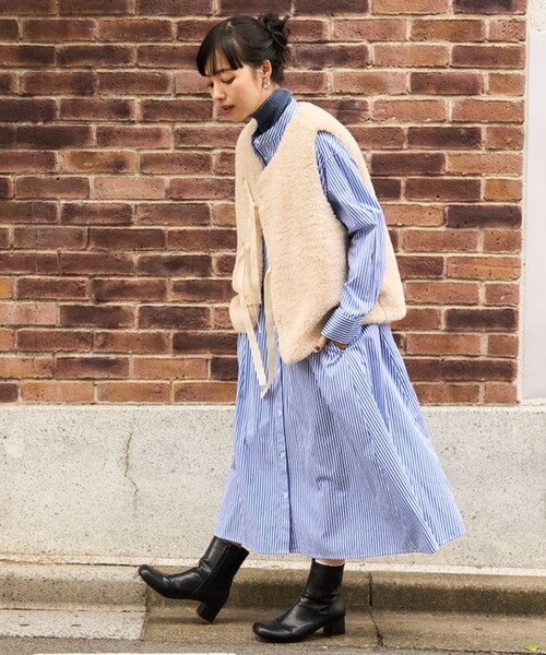 FREAK'S STORE(フリークスストア)の「マオカラー シャツワンピース(ワンピース・レディース・ブルー/グリーン/オフホワイト/ブラック・フリ-)」の22枚目の写真