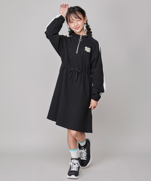 SISTER JENNI（SISTER JENNI）の「【コットン100％】そでラインハーフZIPワンピ（ワンピース・キッズ・ブラック/カーキ・130cm/150cm/140cm/160cm）」の16枚目の写真