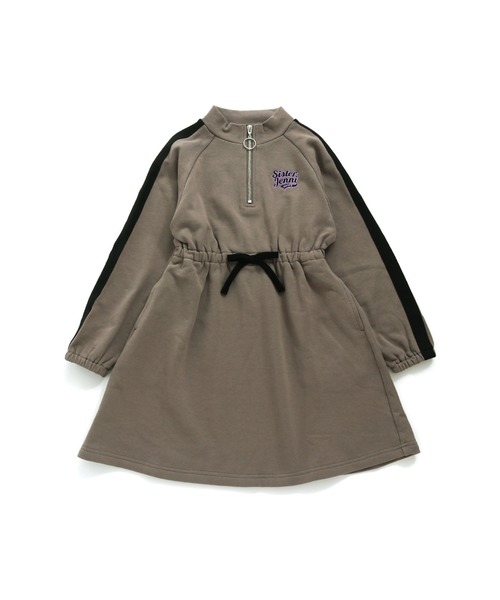 SISTER JENNI（SISTER JENNI）の「【コットン100％】そでラインハーフZIPワンピ（ワンピース・キッズ・ブラック/カーキ・130cm/150cm/140cm/160cm）」の5枚目の写真