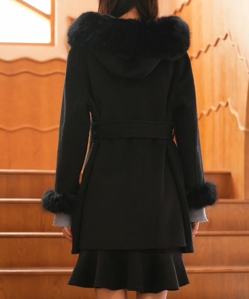 セール】ベルト付きダブルフェイスガウンコート（ダウンジャケット