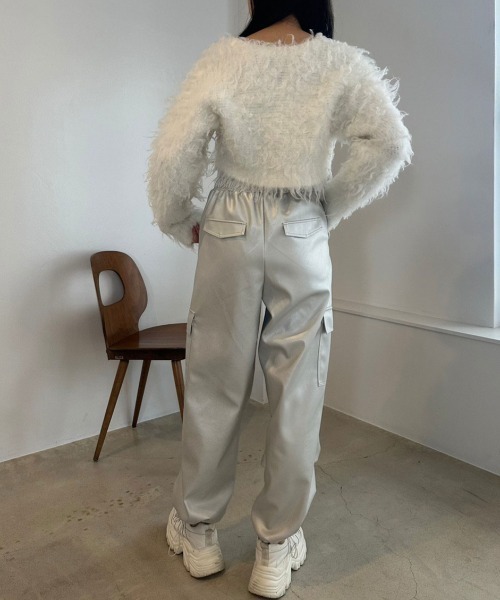 OLIVE des OLIVE(オリーブデオリーブ)の「フェイクレザーカーゴパンツ 1032020170(カーゴパンツ・レディース・ブラック/シルバー・FREE)」の8枚目の写真