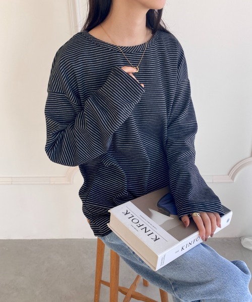 MYMOOD.(マイムード)の「ボーダールーズロンT(Tシャツ/カットソー・レディース・ホワイト/ブラウン/ブラック・FREE)」の22枚目の写真