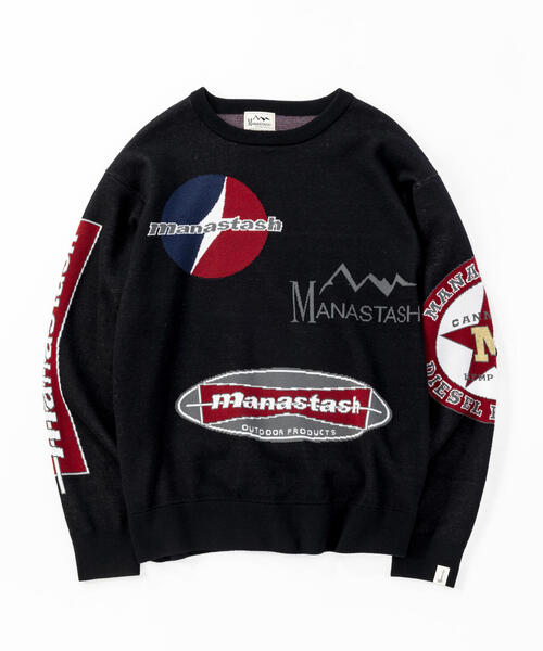 MANASTASH(マナスタッシュ)の「MANASTASH/マナスタッシュ/MULTI CLASSIC LOGO CREWNECK KNIT/マルチクラシックロゴ クルーネックニット(ニット/セーター・メンズ・ブラック/グレー・XL/2XL/M/L)」の22枚目の写真