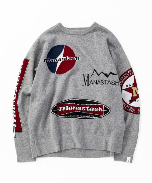 MANASTASH(マナスタッシュ)の「MANASTASH/マナスタッシュ/MULTI CLASSIC LOGO CREWNECK KNIT/マルチクラシックロゴ クルーネックニット(ニット/セーター・メンズ・ブラック/グレー・XL/2XL/M/L)」の21枚目の写真