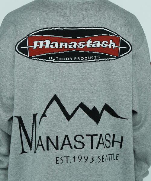MANASTASH(マナスタッシュ)の「MANASTASH/マナスタッシュ/MULTI CLASSIC LOGO CREWNECK KNIT/マルチクラシックロゴ クルーネックニット(ニット/セーター・メンズ・ブラック/グレー・XL/2XL/M/L)」の20枚目の写真