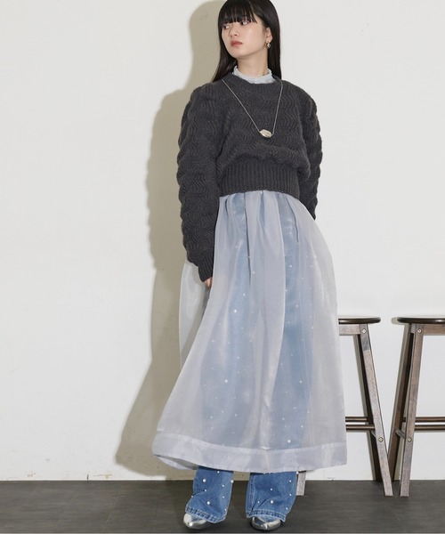 THE YOn(ザヨン)の「シアーオーガンデザインスリーブフレアドレス(ワンピース・レディース・タン/グレー/ブラック・FREE)」の21枚目の写真