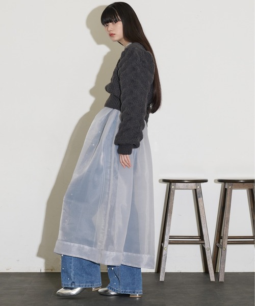 THE YOn(ザヨン)の「シアーオーガンデザインスリーブフレアドレス(ワンピース・レディース・タン/グレー/ブラック・FREE)」の22枚目の写真