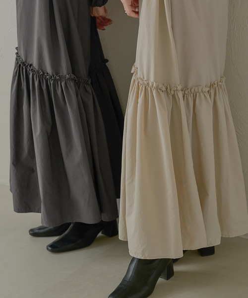 Ambre Neige(アンブルネージュ)の「ドロストナイロンボリュームワンピース/【WEB/EC限定商品】(ワンピース・レディース・チャコールグレー/アイボリー・FREE)」の13枚目の写真