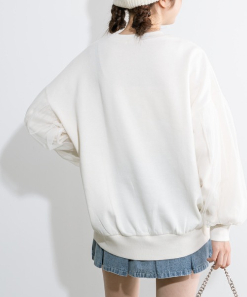 OLIVE des OLIVE(オリーブデオリーブ)の「袖チュール重ねスウェット 1032060320(スウェット・レディース・チャコールグレー/オフホワイト/ブラック・FREE)」の9枚目の写真