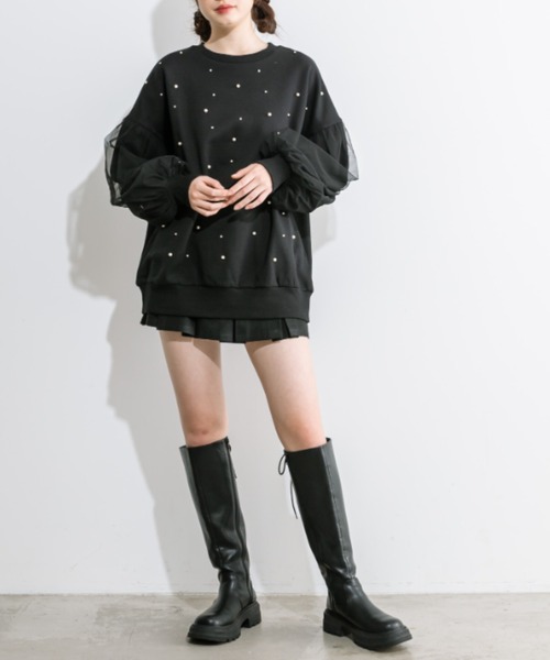 OLIVE des OLIVE(オリーブデオリーブ)の「袖チュール重ねスウェット 1032060320(スウェット・レディース・チャコールグレー/オフホワイト/ブラック・FREE)」の12枚目の写真