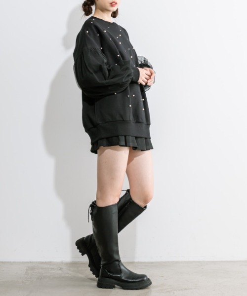 OLIVE des OLIVE(オリーブデオリーブ)の「袖チュール重ねスウェット 1032060320(スウェット・レディース・チャコールグレー/オフホワイト/ブラック・FREE)」の13枚目の写真