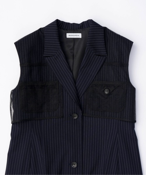 MAISON SPECIAL（メゾンスペシャル）の「Tailored Gilet One-piece Dress/テーラードジレワンピース【MAISON SPECIAL/メゾンスペシャル】（ワンピース・レディース・ネイビー/グレー・FREE）」の9枚目の写真