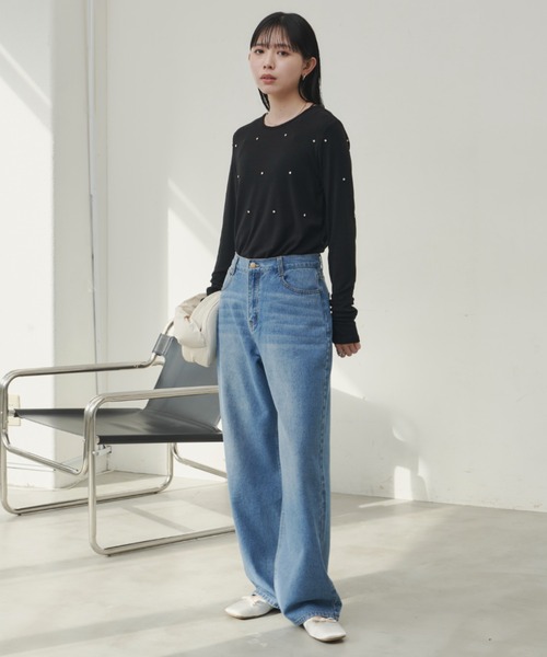 Aunt Marie's（アントマリーズ）の「ビジュ付ロングスリーブトップス（Tシャツ/カットソー・レディース・ブラック/ホワイト/グレー・FREE）」の20枚目の写真
