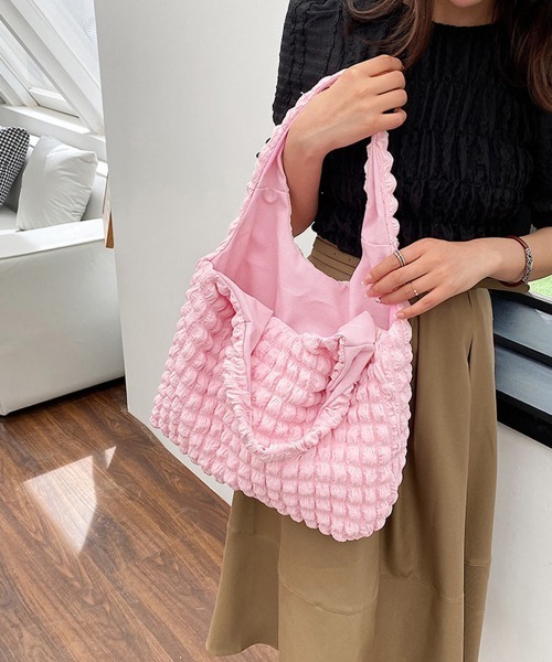 Miniministore(ミニミニストア)の「ポップコーントートバッグ韓国肩掛けバッグ(トートバッグ・レディース・ブラック/イエロー/フューシャピンク/アイボリー/ピンク・FREE)」の4枚目の写真
