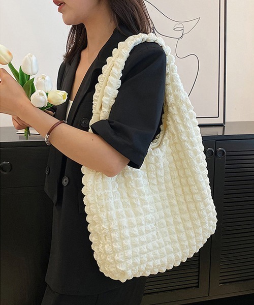 Miniministore(ミニミニストア)の「ポップコーントートバッグ韓国肩掛けバッグ(トートバッグ・レディース・ブラック/イエロー/フューシャピンク/アイボリー/ピンク・FREE)」の6枚目の写真