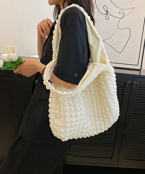Miniministore(ミニミニストア)の「ポップコーントートバッグ韓国肩掛けバッグ(トートバッグ・レディース・ブラック/イエロー/フューシャピンク/アイボリー/ピンク・FREE)」の7枚目の写真
