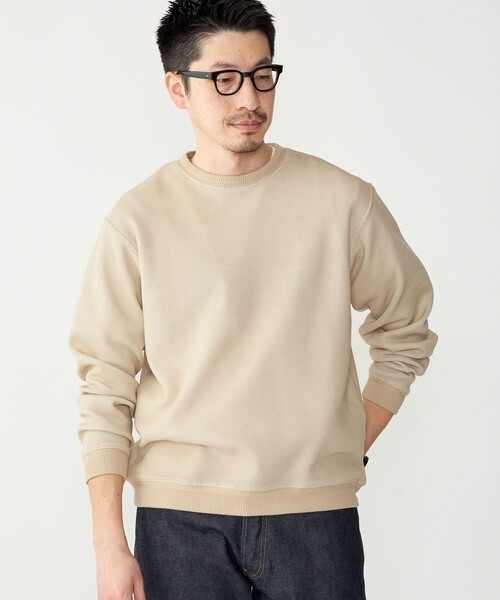 SHIPS(シップス)の「SHIPS: カット ジャカード バーズアイ クルーネック 長袖 Tシャツ(Tシャツ/カットソー・メンズ・ネイビー/ベージュ/グレー・LARGE/MEDIUM/SMALL)」の3枚目の写真