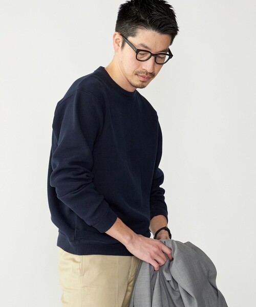 SHIPS(シップス)の「SHIPS: カット ジャカード バーズアイ クルーネック 長袖 Tシャツ(Tシャツ/カットソー・メンズ・ネイビー/ベージュ/グレー・LARGE/MEDIUM/SMALL)」の15枚目の写真