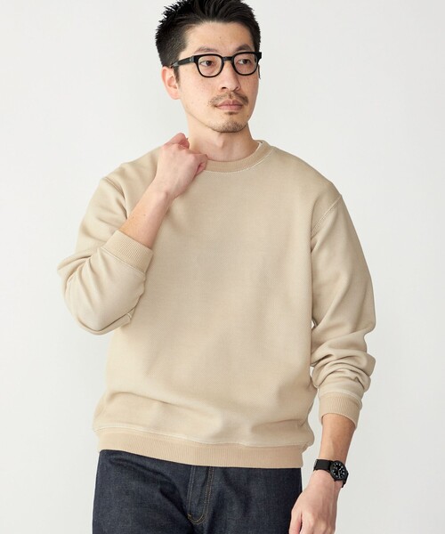 SHIPS(シップス)の「SHIPS: カット ジャカード バーズアイ クルーネック 長袖 Tシャツ(Tシャツ/カットソー・メンズ・ネイビー/ベージュ/グレー・LARGE/MEDIUM/SMALL)」の8枚目の写真