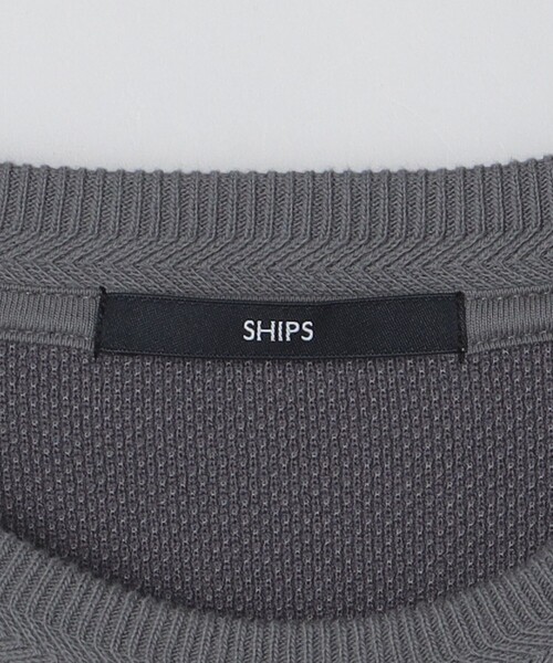 SHIPS(シップス)の「SHIPS: カット ジャカード バーズアイ クルーネック 長袖 Tシャツ(Tシャツ/カットソー・メンズ・ネイビー/ベージュ/グレー・LARGE/MEDIUM/SMALL)」の7枚目の写真