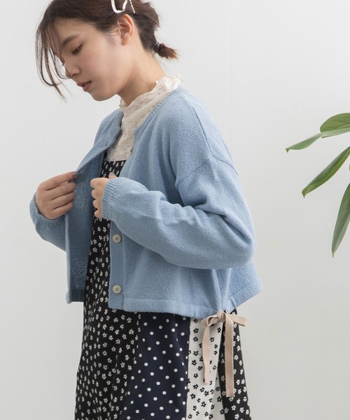 POU DOU DOU（プードゥドゥ）の「テープヤーンカーディガン（カーディガン/ボレロ・レディース・グリーン/アイボリー/ブルー・3）」の3枚目の写真