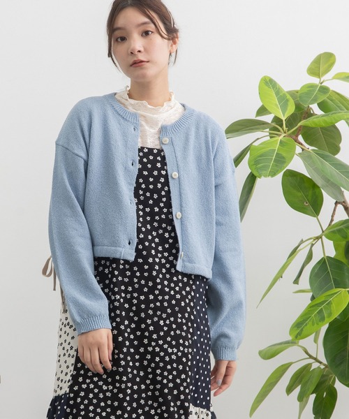 POU DOU DOU（プードゥドゥ）の「テープヤーンカーディガン（カーディガン/ボレロ・レディース・グリーン/アイボリー/ブルー・3）」の5枚目の写真