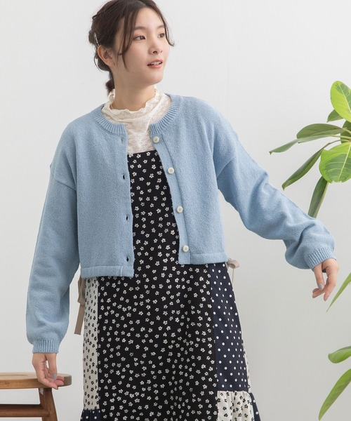 POU DOU DOU（プードゥドゥ）の「テープヤーンカーディガン（カーディガン/ボレロ・レディース・グリーン/アイボリー/ブルー・3）」の6枚目の写真