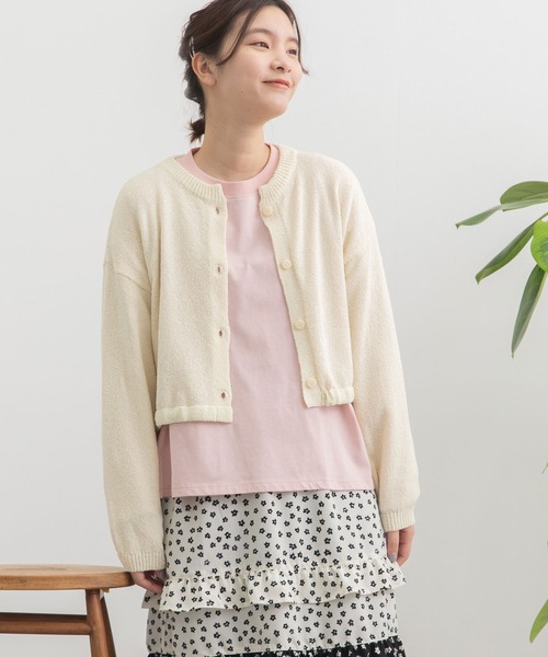 POU DOU DOU（プードゥドゥ）の「テープヤーンカーディガン（カーディガン/ボレロ・レディース・グリーン/アイボリー/ブルー・3）」の13枚目の写真