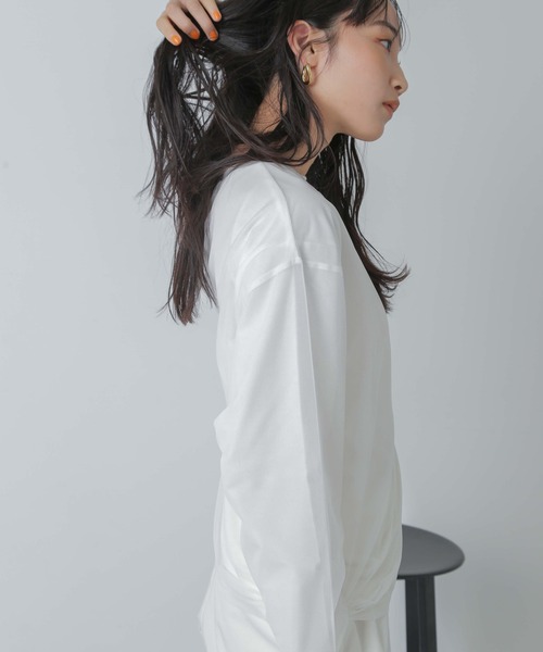 NANO universe（ナノユニバース）の「チュールレイヤードロングスリーブＴシャツ（Tシャツ/カットソー・レディース・ホワイト/サーモンピンク/ブラック・FREE）」の5枚目の写真