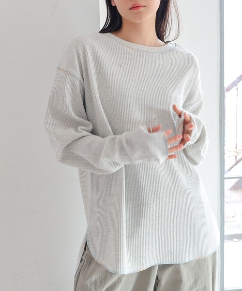 ANME（アンメ）の「ワッフル配色ステッチ指穴長袖Tシャツ（T