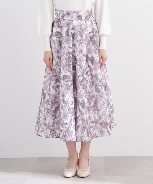 レッセパッセ シアーチェックフラワースカート Sサイズ PROPORTION BODY DRESSING（プロポーションボディドレッシング