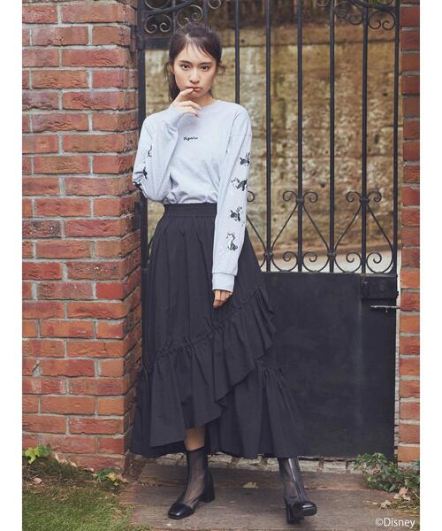 Disney/袖プリントフィガロロンT