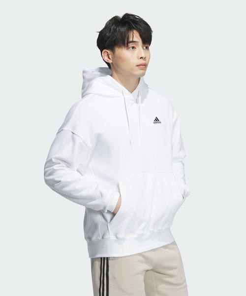 adidas（アディダス）の「エッセンシャルズ プラス ルーズフィット スモールロゴ フレンチテリー プルオーバーパーカー / アディダス adidas（パーカー・メンズ・グレー/ブルー/ブラック/グリーン/ホワイト/ネイビー・XX-SMALL/SMALL/X-SMALL/XX-LARGE/3XL/LARGE/MEDIUM/X-LARGE）」の8枚目の写真