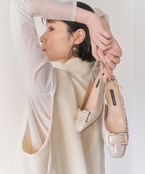 PARADIS COULEUR】スクエアトウバックルバックバンドパンプス(341302)