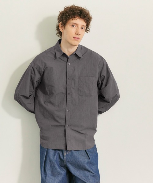 coca（coca）（コカ）の「撥水/ナイロンワッシャーシャツ（シャツ/ブラウス・メンズ・チャコール/ブラック・M/L/XL）」の6枚目の写真