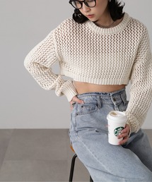 FREE'S MART | ショート丈メッシュニットプルオーバー(ニット/セーター)