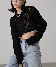 FREE'S MART | ショート丈メッシュニットプルオーバー(ニット/セーター)