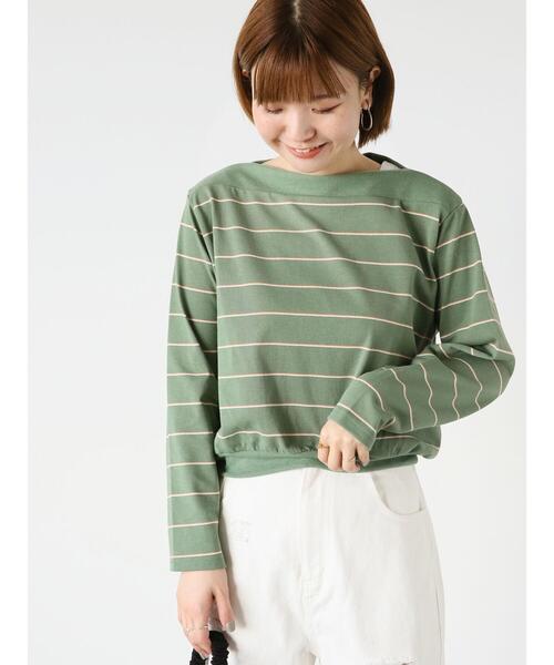 Lugnoncure(ルノンキュール)の「無地/ボーダーデザインプルオーバー(Tシャツ/カットソー・レディース・オフホワイト/ブラック/グリーン・F)」の3枚目の写真