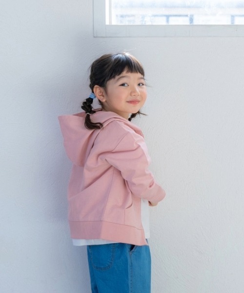 and D. petit main（アンドディープティマイン）の「ミニ裏毛ZIPパーカー（Tシャツ/カットソー・キッズ・トップグレー/ブラック/ライトピンク/オートミール・110cm/100cm/90cm/130cm/120cm）」の4枚目の写真