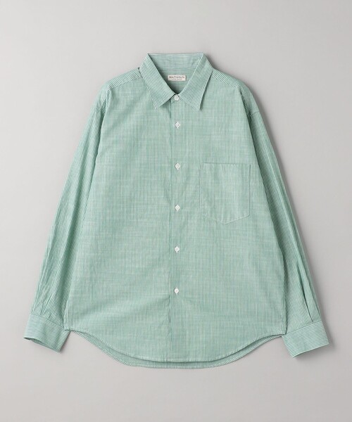 BEAUTY&YOUTH UNITED ARROWS(ビューティーアンドユースユナイテッドアローズ)の「ピンストライプ スラビー レギュラーフォルム テーパード シャツ(シャツ/ブラウス・メンズ・ケリー/コバルトブルー/ダークブラウン・S/M/L/XL)」の2枚目の写真