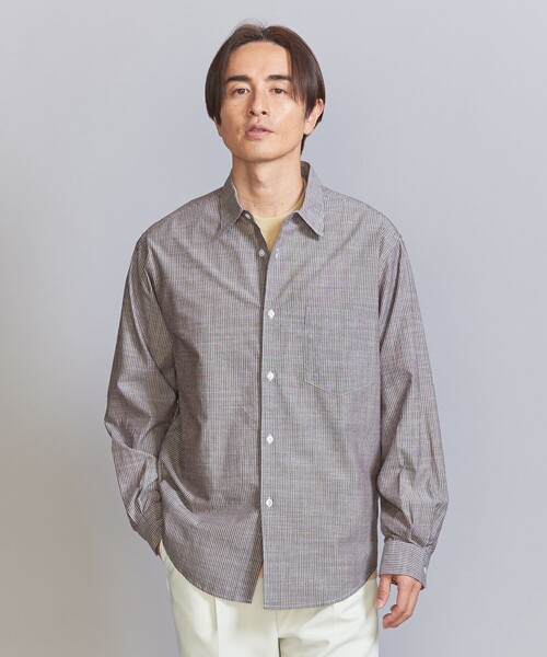 BEAUTY&YOUTH UNITED ARROWS(ビューティーアンドユースユナイテッドアローズ)の「ピンストライプ スラビー レギュラーフォルム テーパード シャツ(シャツ/ブラウス・メンズ・ケリー/コバルトブルー/ダークブラウン・S/M/L/XL)」の6枚目の写真