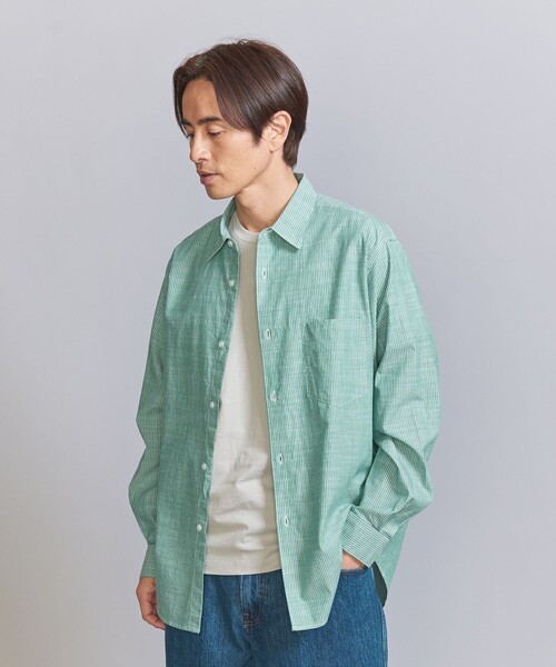 BEAUTY&YOUTH UNITED ARROWS(ビューティーアンドユースユナイテッドアローズ)の「ピンストライプ スラビー レギュラーフォルム テーパード シャツ(シャツ/ブラウス・メンズ・ケリー/コバルトブルー/ダークブラウン・S/M/L/XL)」の9枚目の写真