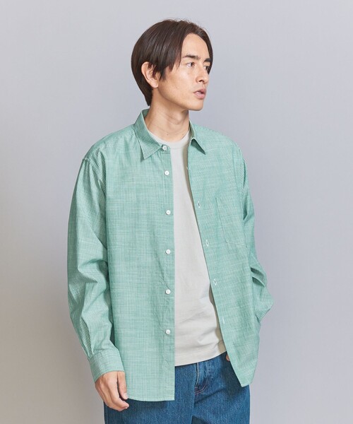 BEAUTY&YOUTH UNITED ARROWS(ビューティーアンドユースユナイテッドアローズ)の「ピンストライプ スラビー レギュラーフォルム テーパード シャツ(シャツ/ブラウス・メンズ・ケリー/コバルトブルー/ダークブラウン・S/M/L/XL)」の10枚目の写真