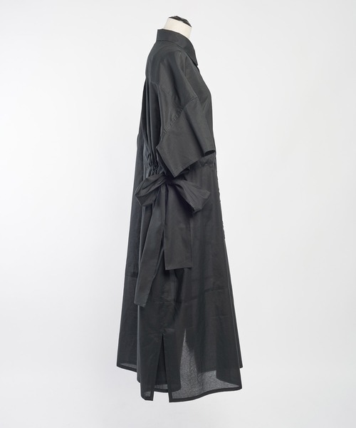 gomme(ゴム)の「テープエンブロ ライギャザブラウス(シャツワンピース・レディース・ブラック/ストライプ・MEDIUM)」の15枚目の写真