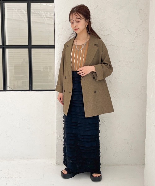 LOWRYS FARM（ローリーズファーム）の「ガラニットタンク　104784（Tシャツ/カットソー・レディース・ブラック/グリーン/ブラウン/アイボリー・FREE）」の6枚目の写真