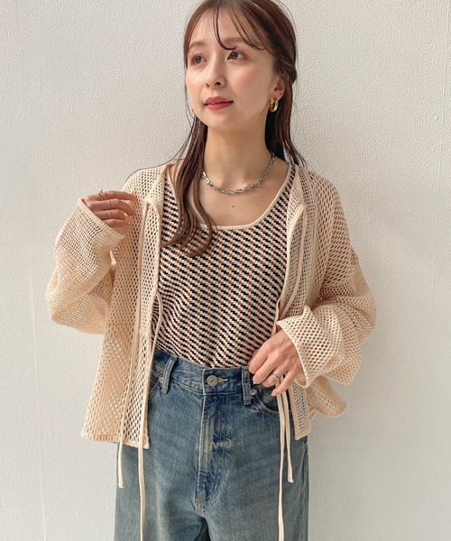 LOWRYS FARM（ローリーズファーム）の「ガラニットタンク　104784（Tシャツ/カットソー・レディース・ブラック/グリーン/ブラウン/アイボリー・FREE）」の7枚目の写真