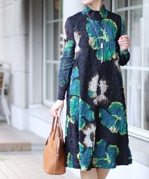 ボウタイ付き花柄プリーツワンピース（ワンピース）｜Sawa a la